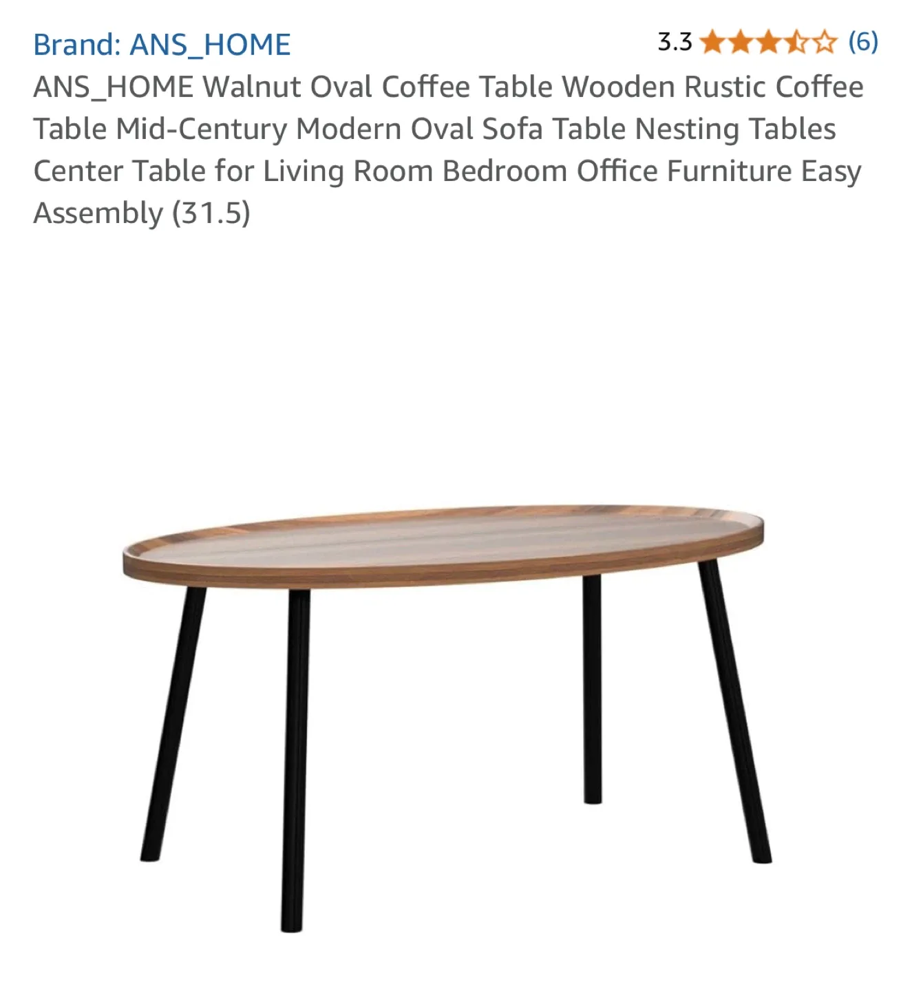 ANS_HOME Walnut Oval Coffee Table image indicator(5)