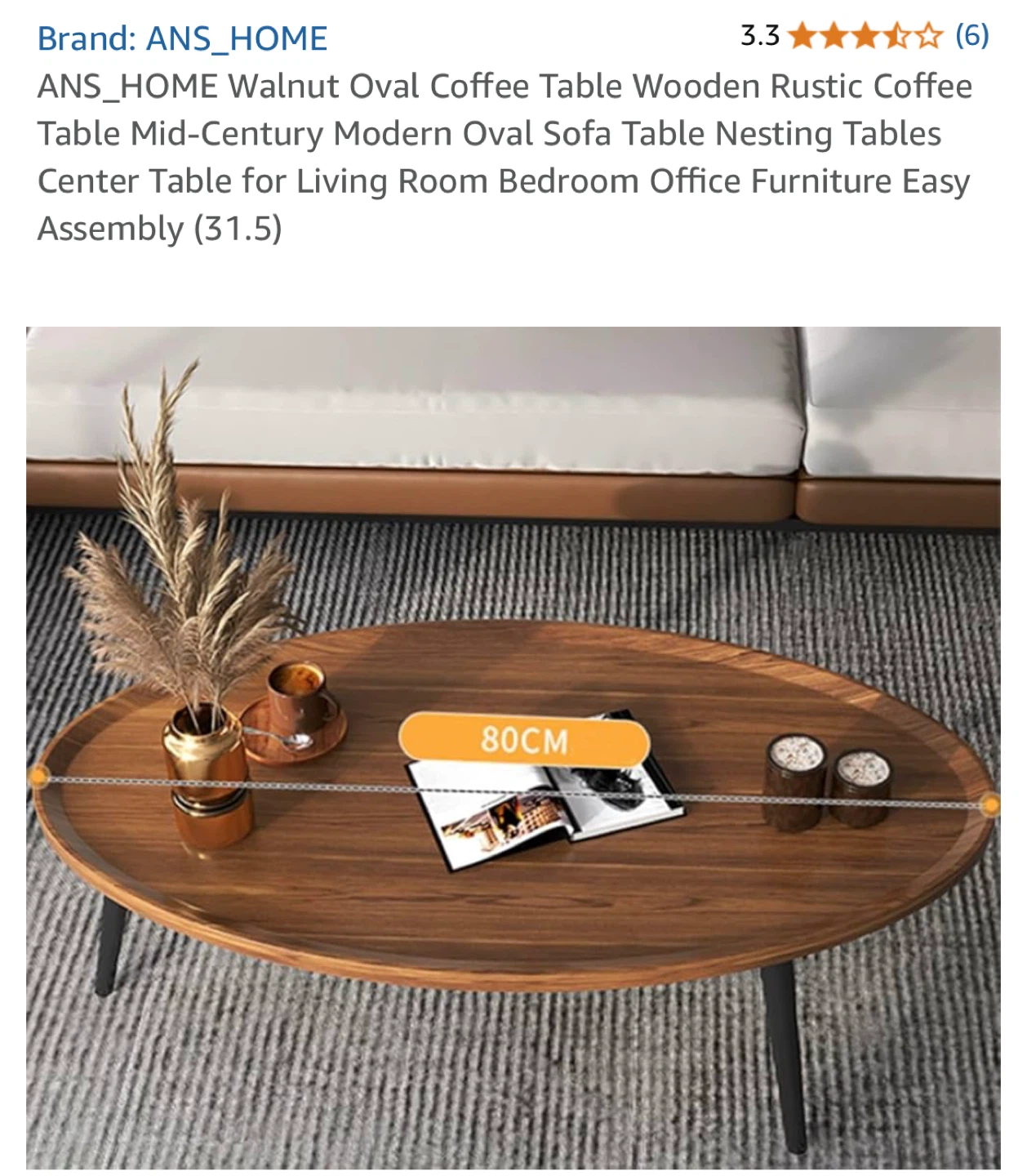 ANS_HOME Walnut Oval Coffee Table - photo 3