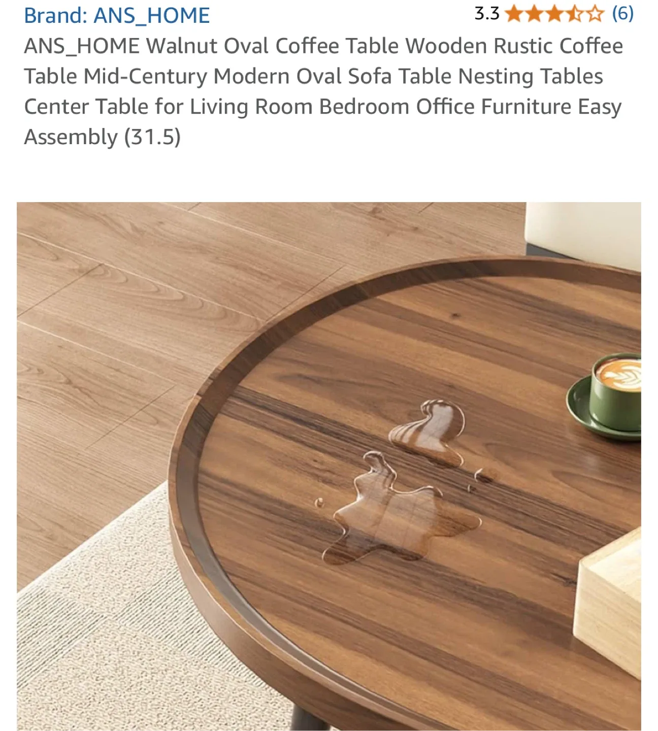 ANS_HOME Walnut Oval Coffee Table image indicator(6)