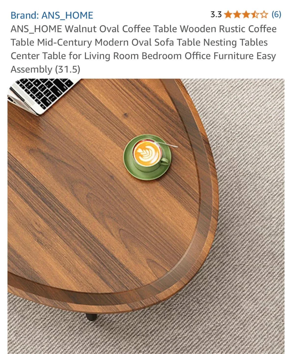 ANS_HOME Walnut Oval Coffee Table image indicator(8)