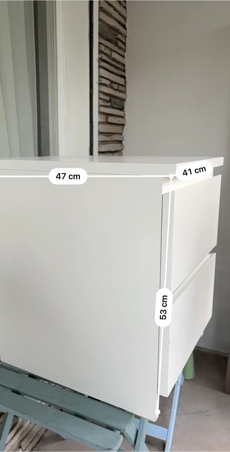 White 2-Drawer Nightstand - 47x41x53 cm - photo 2