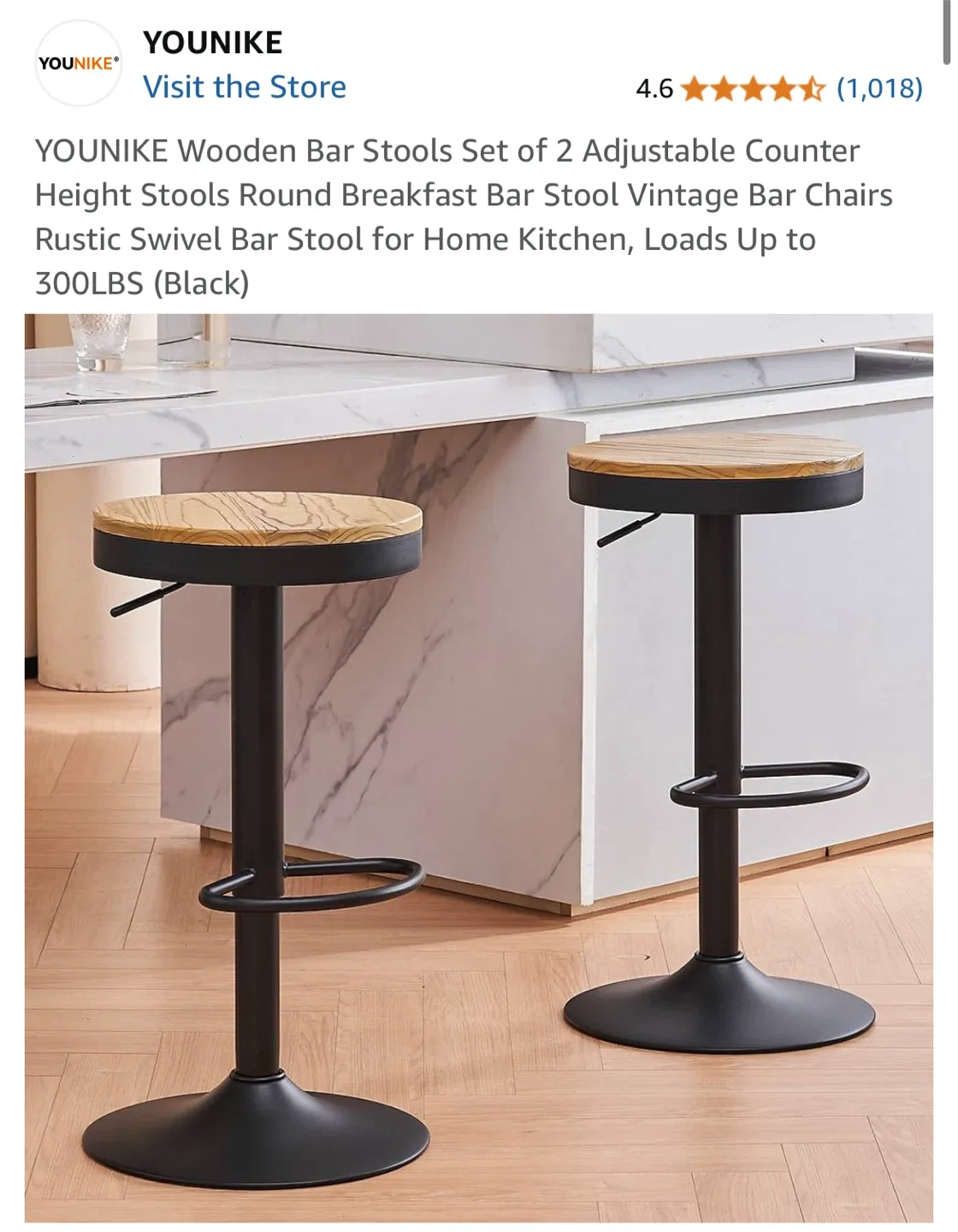 YOUNIKE Wooden Bar Stools - Set of 2 image indicator(2)