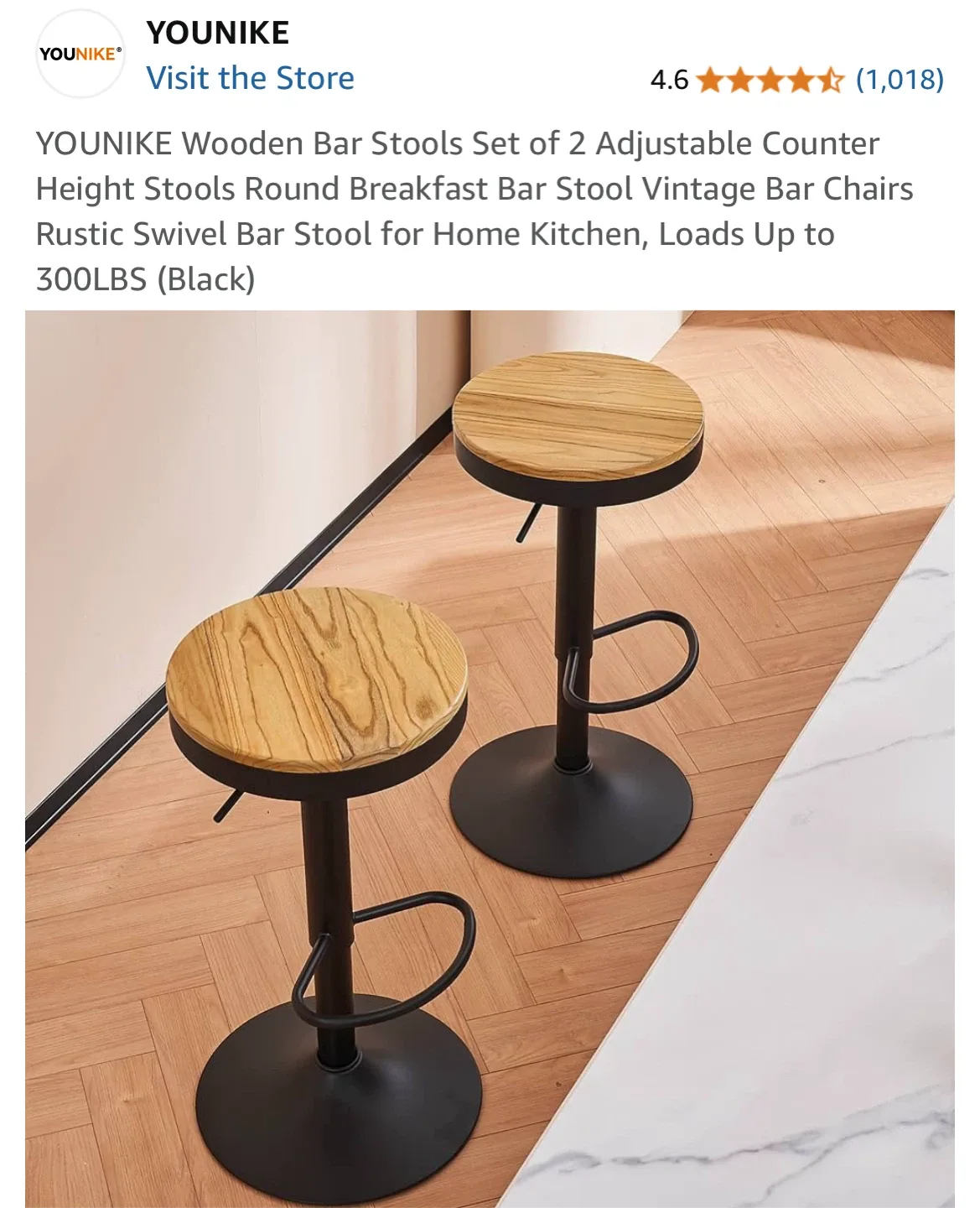 YOUNIKE Wooden Bar Stools - Set of 2 image indicator(5)