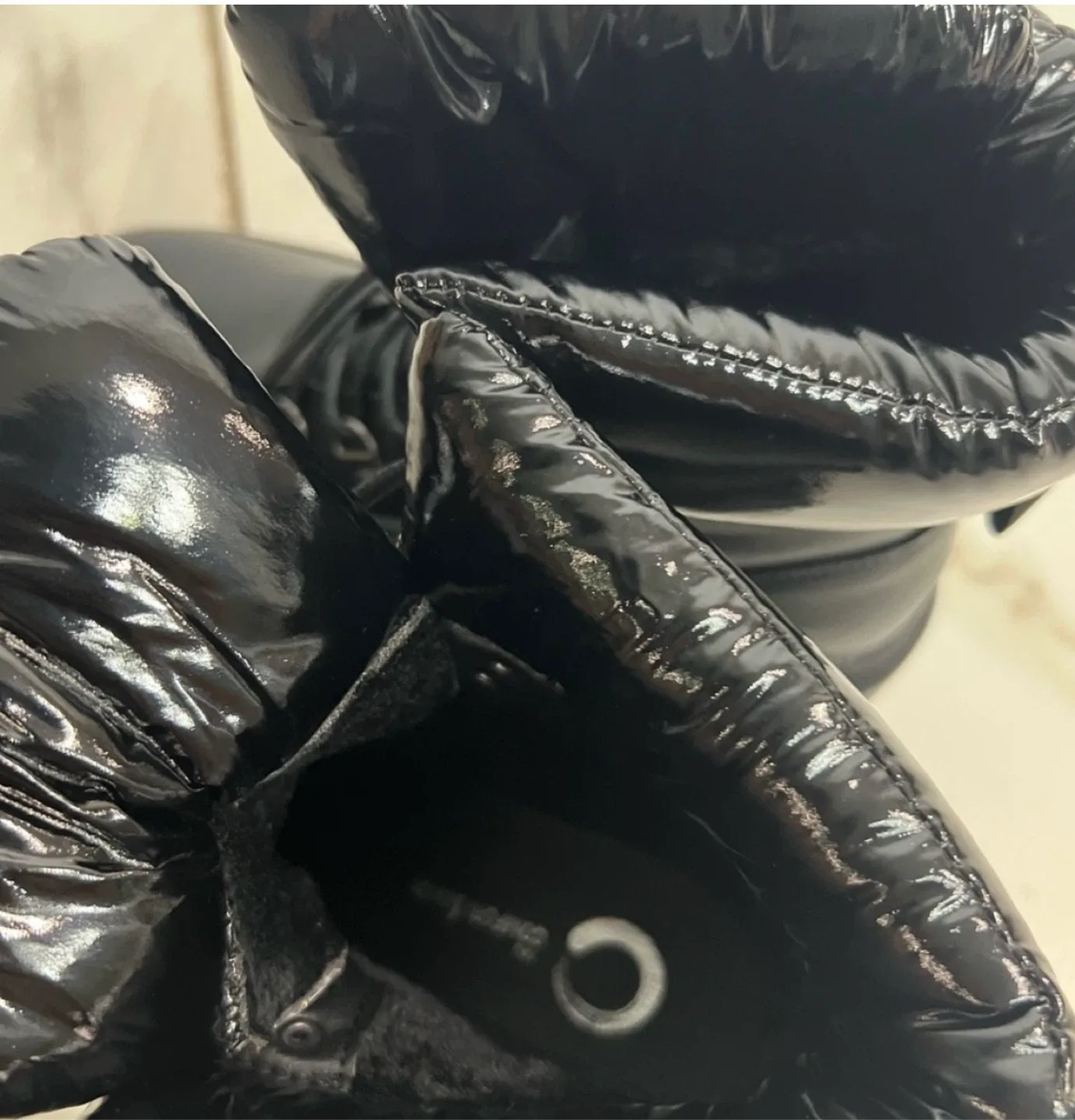 Black Padded Collar Lace-Up Boots - Size 7.5 image indicator(4)