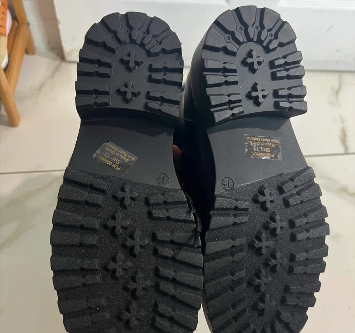 Black Padded Collar Lace-Up Boots - Size 7.5 image indicator(6)