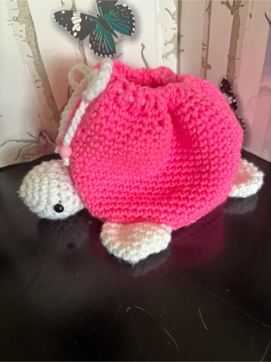 Handmade Crochet Turtle Bag - Pink image indicator(4)