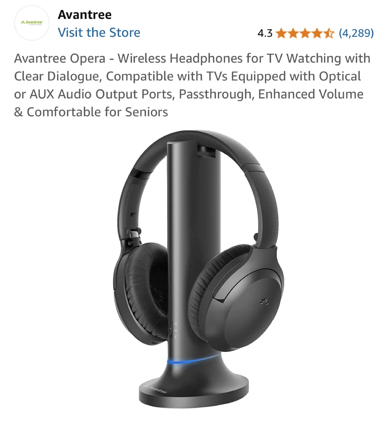 Avantree Opera Wireless Headphones for TV thumbnail