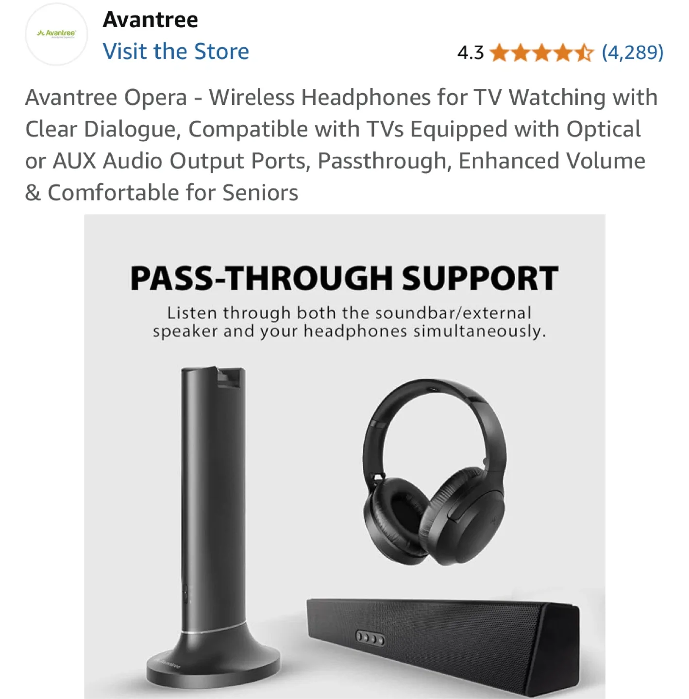 Avantree Opera Wireless Headphones for TV image indicator(5)