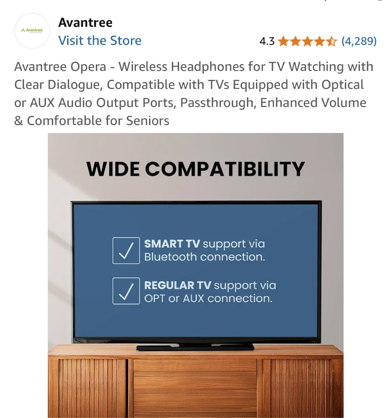 Avantree Opera Wireless Headphones for TV image indicator(2)