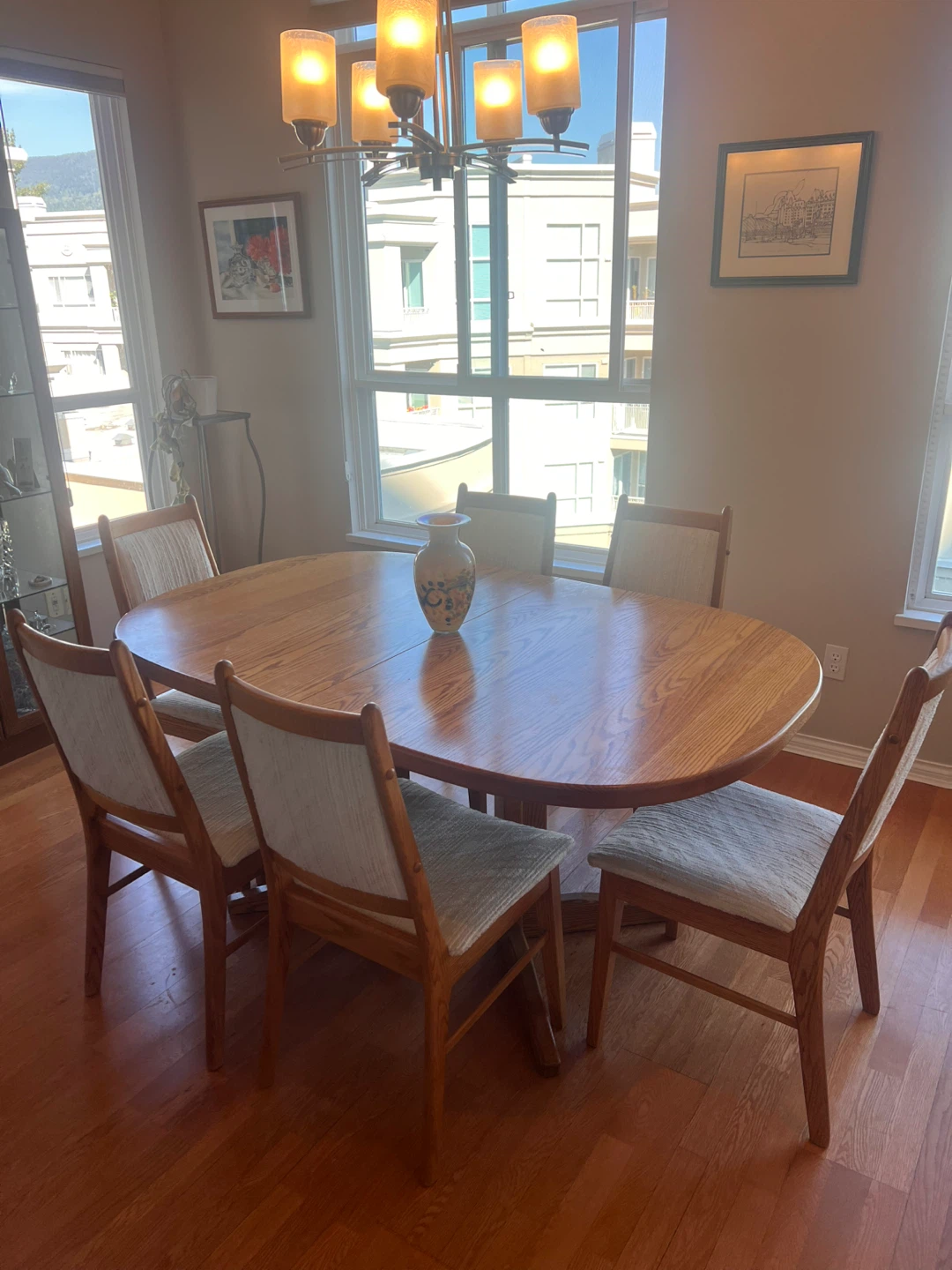 Solid Oak Custom Dining Table with 6 Chairs