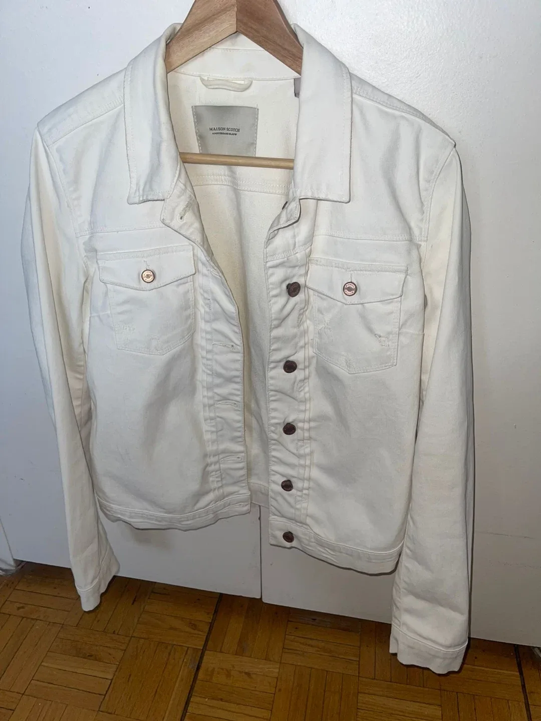 Maison Scotch White Denim Jacket Size 1 thumbnail