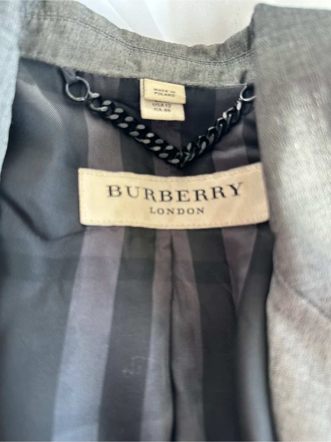Burberry Grey Long Blazer Jacket image indicator(9)