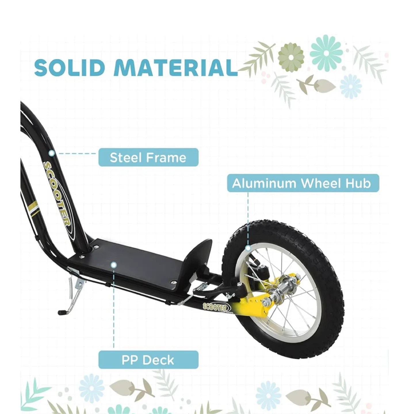 Aosom Scooter with Inflatable Rubber Wheels. image indicator(5)