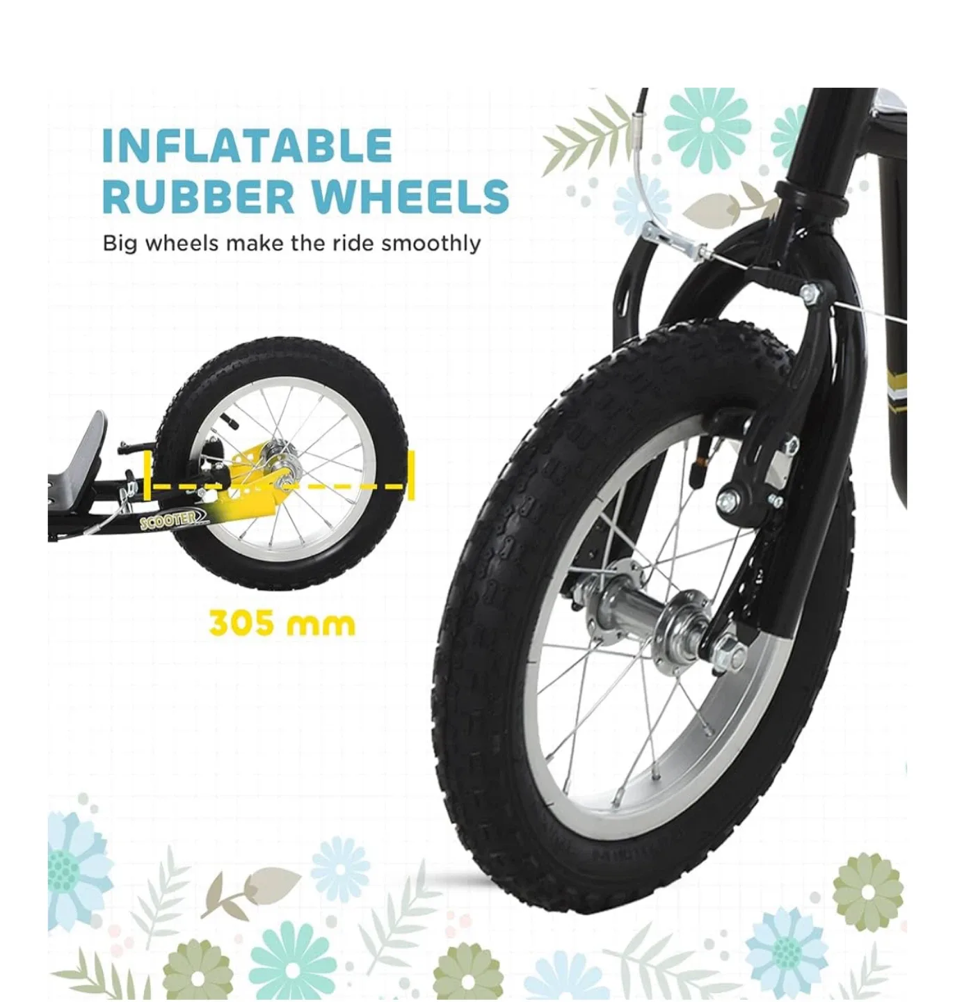 Aosom Scooter with Inflatable Rubber Wheels. image indicator(3)