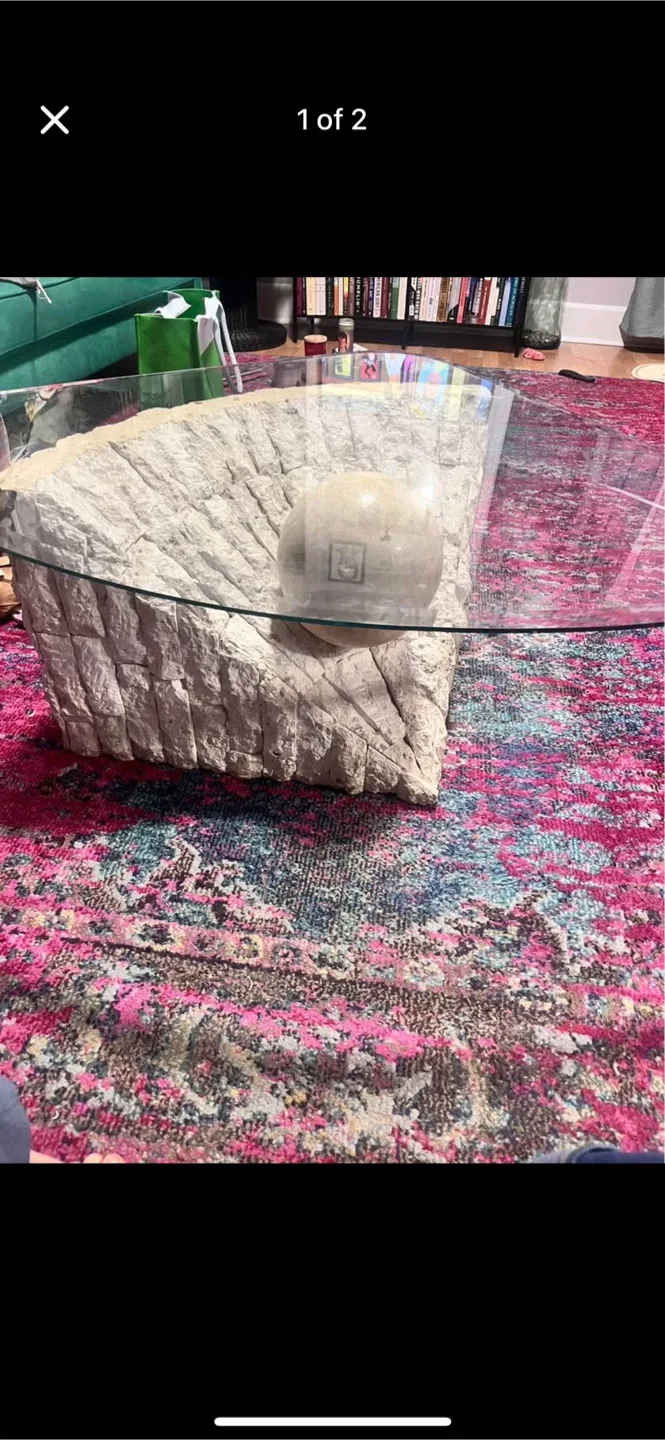 Unique Stone & Glass Coffee Table image indicator(2)