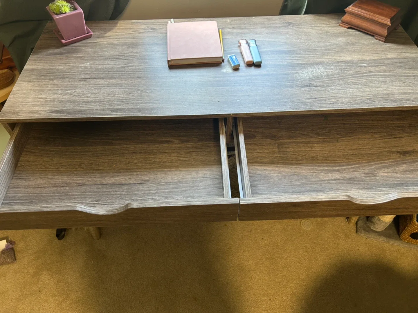 🥕Wooden Desk with Drawers image indicator(3)