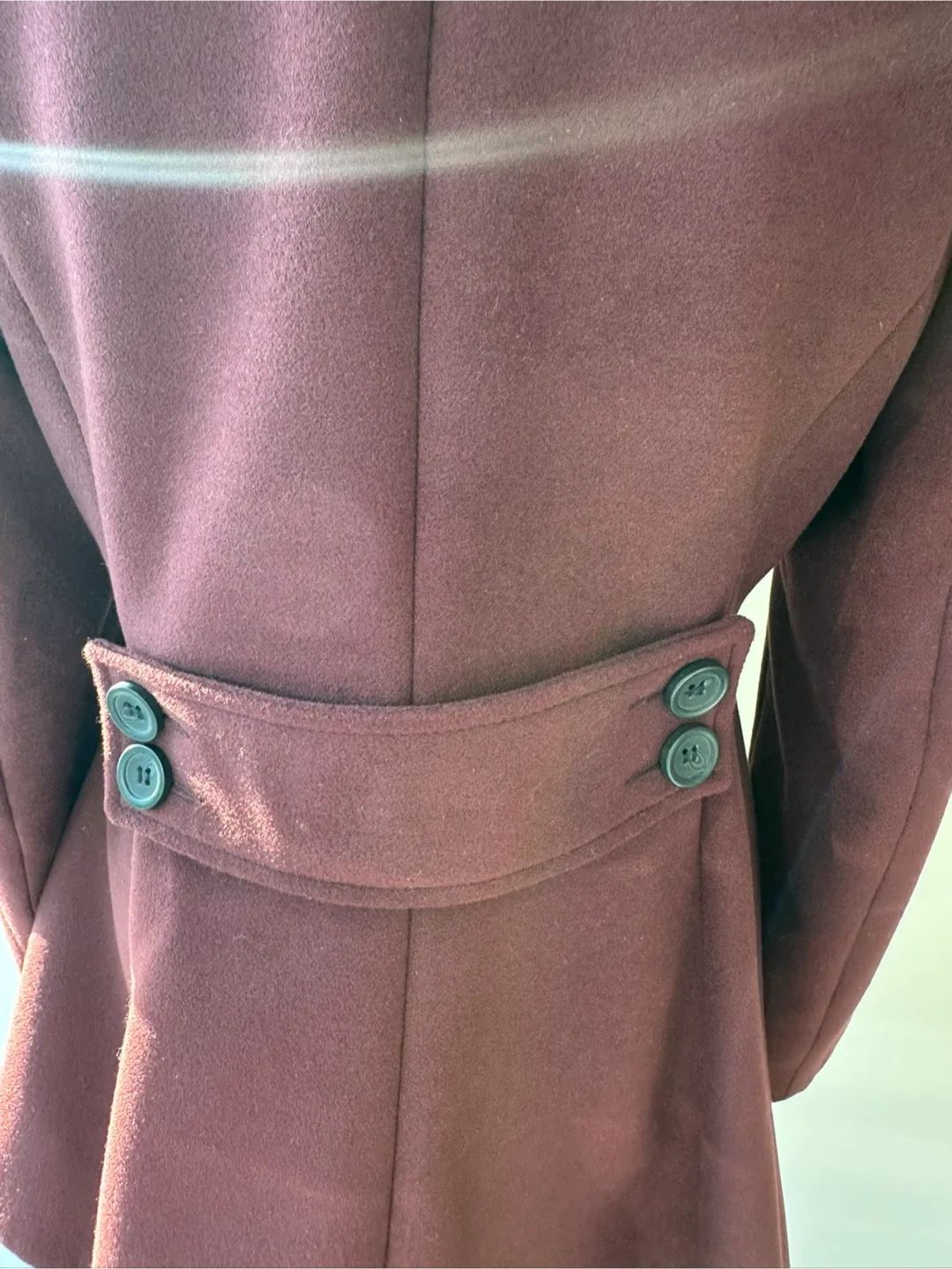 Burgundy Wool Blend Coat with Faux Fur Collar image indicator(5)