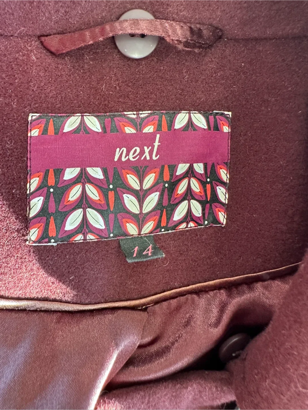 Burgundy Wool Blend Coat with Faux Fur Collar image indicator(9)