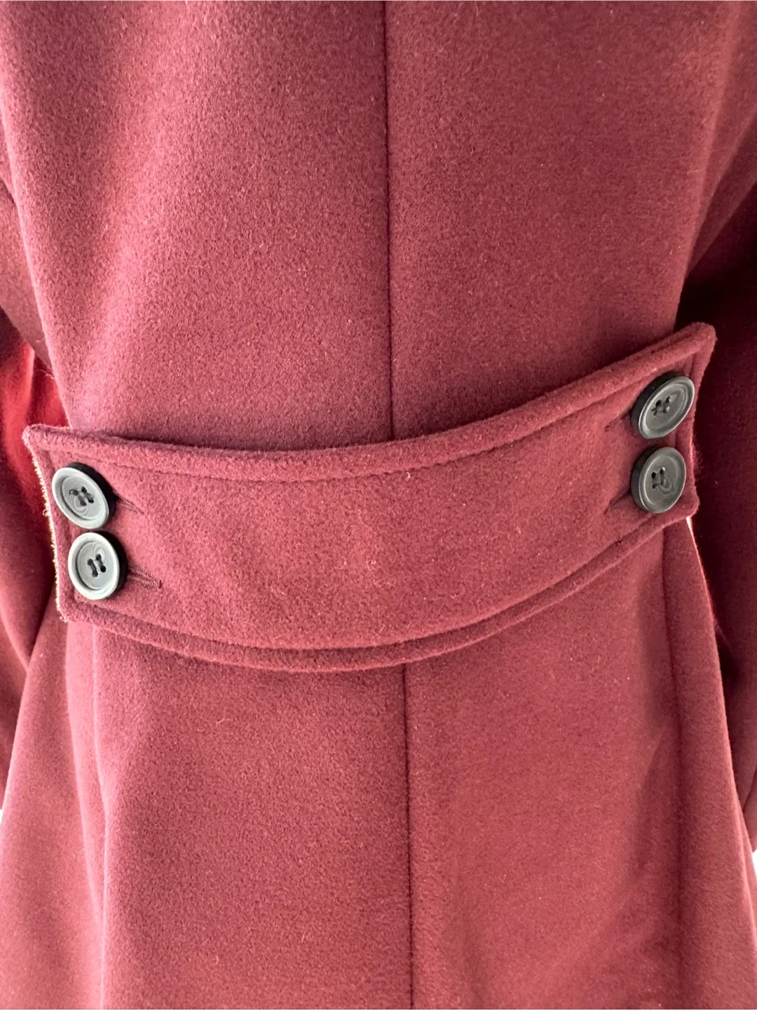 Burgundy Wool Blend Coat with Faux Fur Collar image indicator(8)