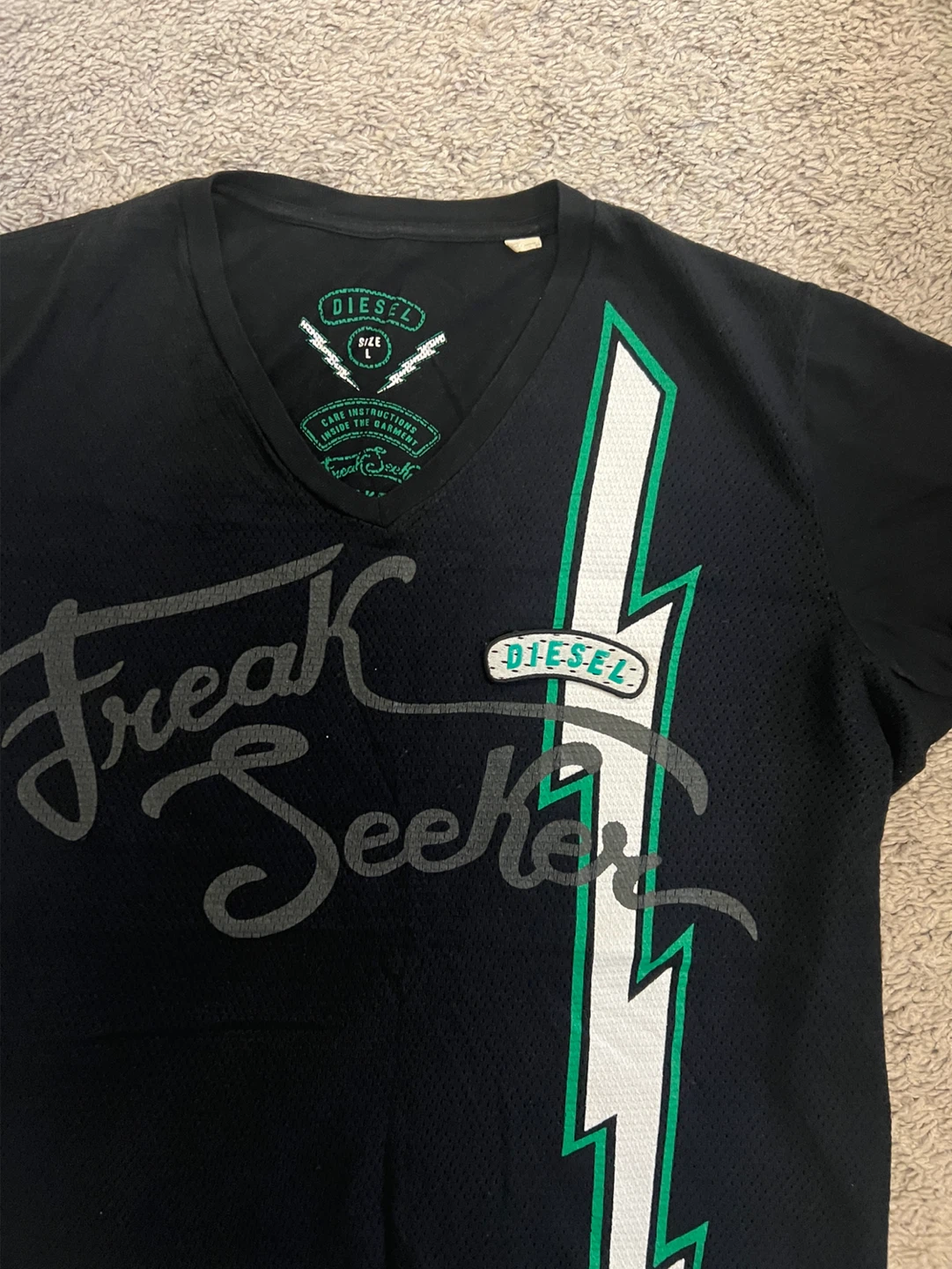 Diesel Freak Seeker Black T-Shirt - Size L - photo 3