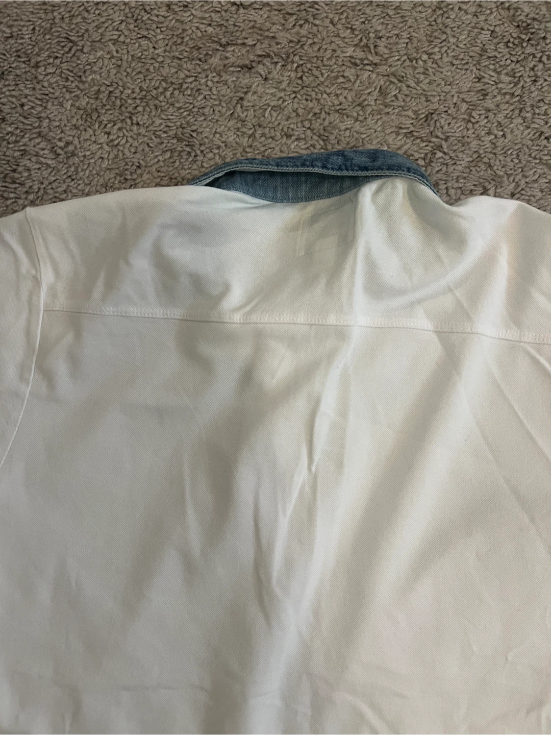 Diesel White Polo Shirt Denim Collar