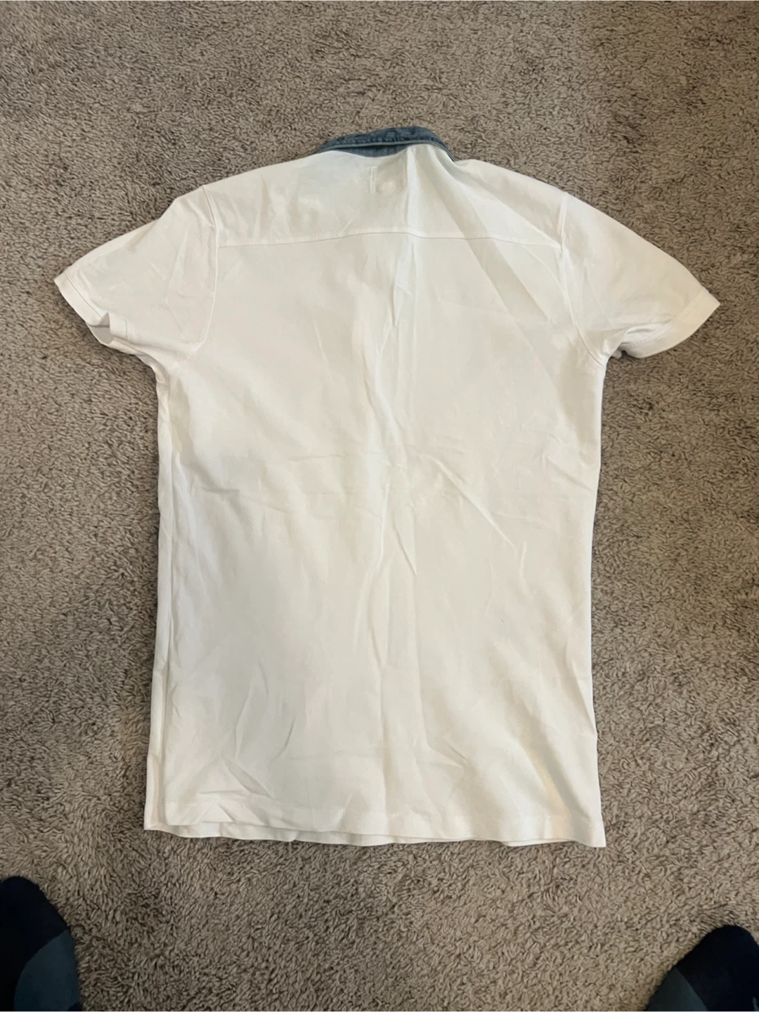 Diesel White Polo Shirt Denim Collar - photo 2