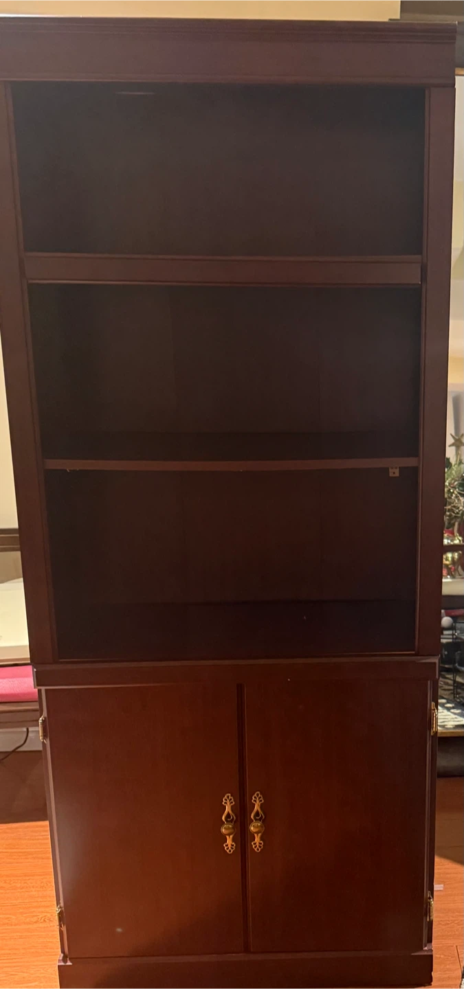 Wooden Bookcase with Cabinet