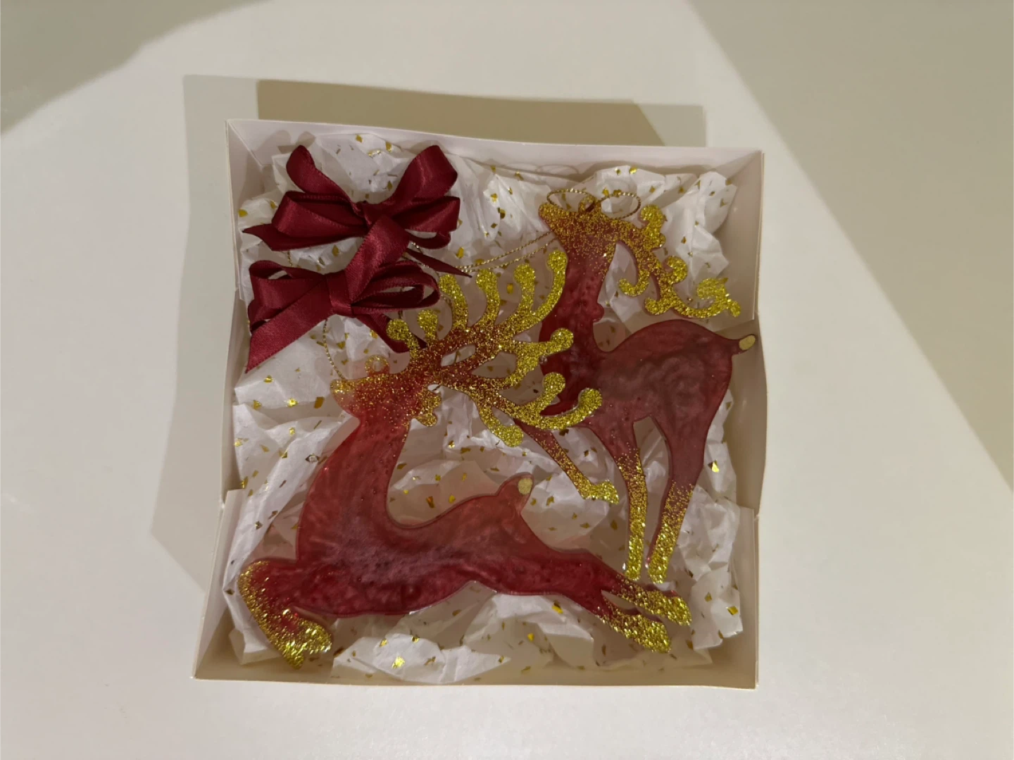 Set of 2 Resin Christmas Ornaments with Gift Box - photo 4