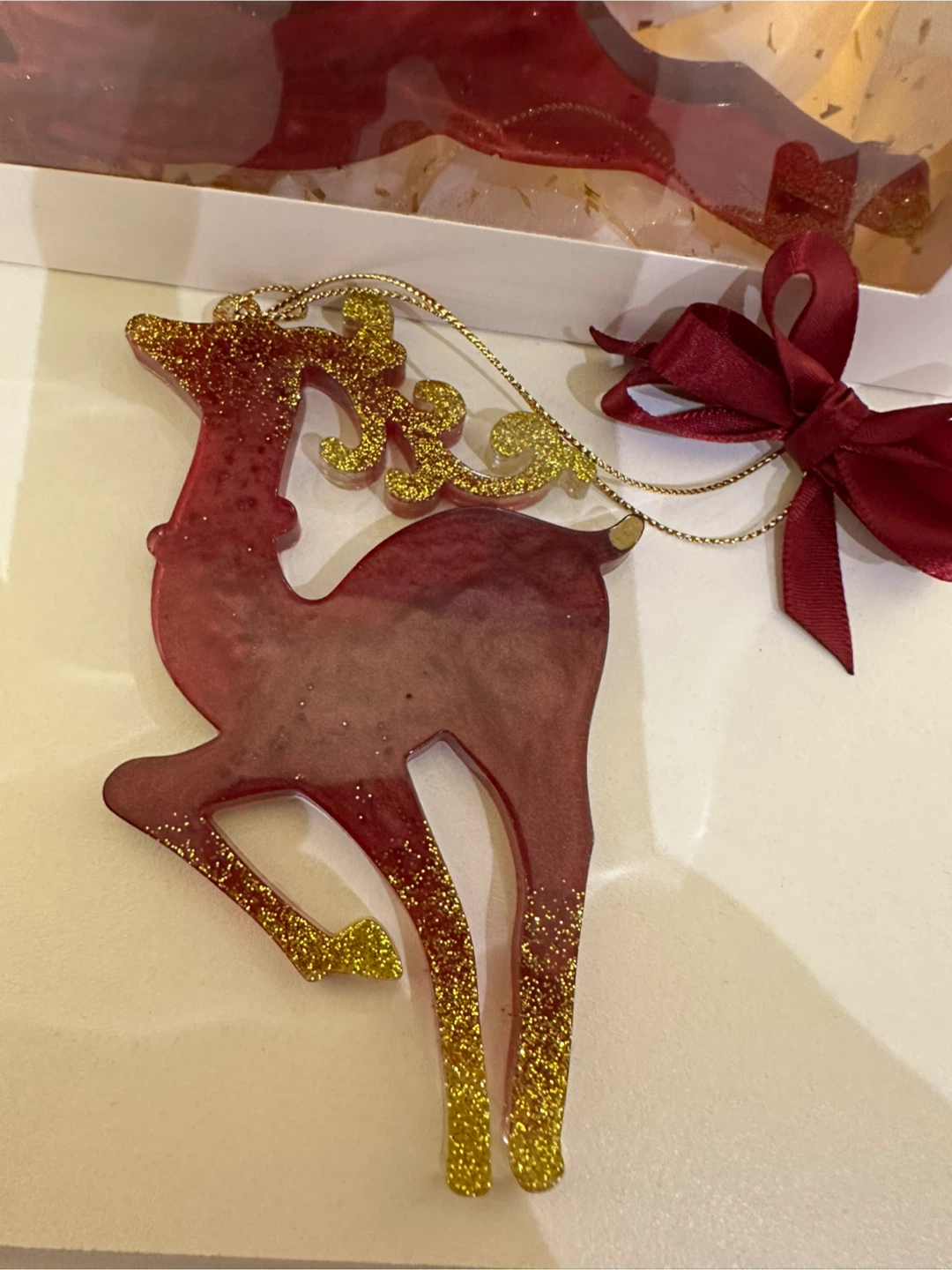 Set of 2 Resin Christmas Ornaments with Gift Box - photo 5