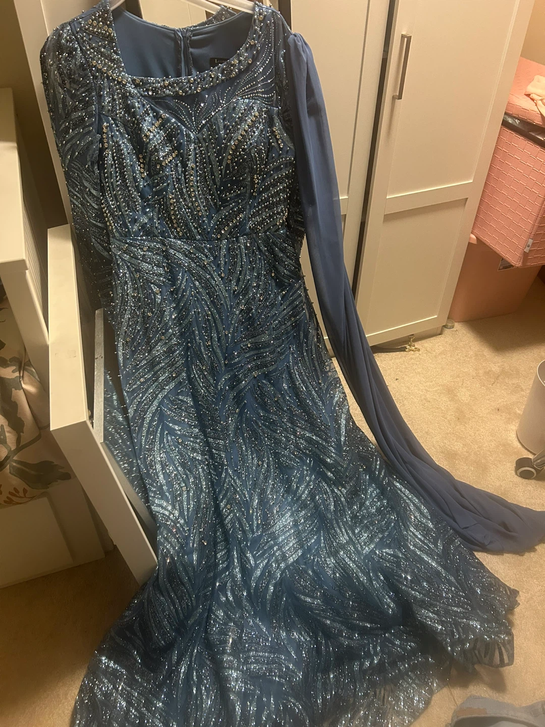 Leonessa Size 46 Blue Embellished dress/gown