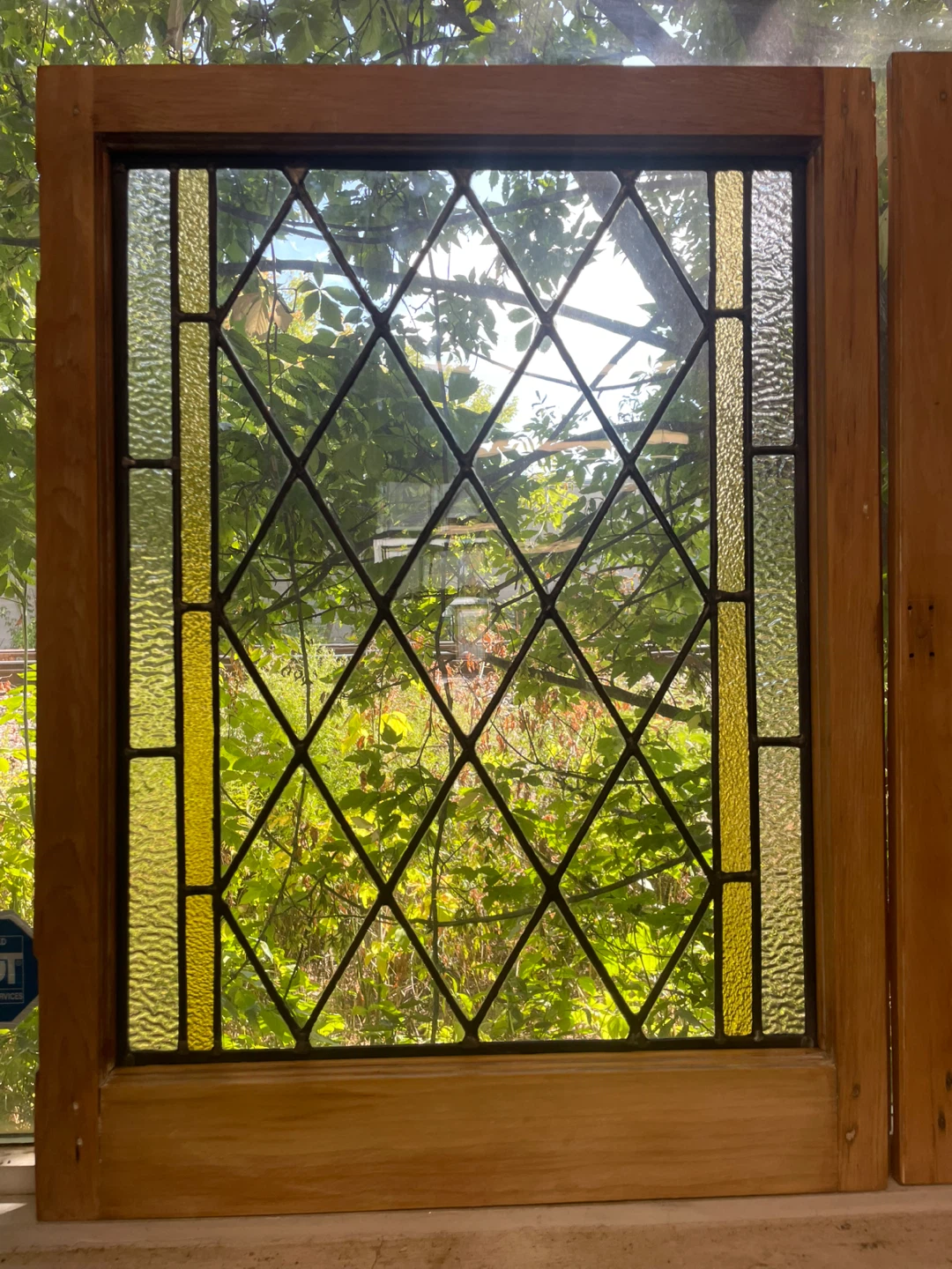 Vintage Diamond Leaded Glass Window