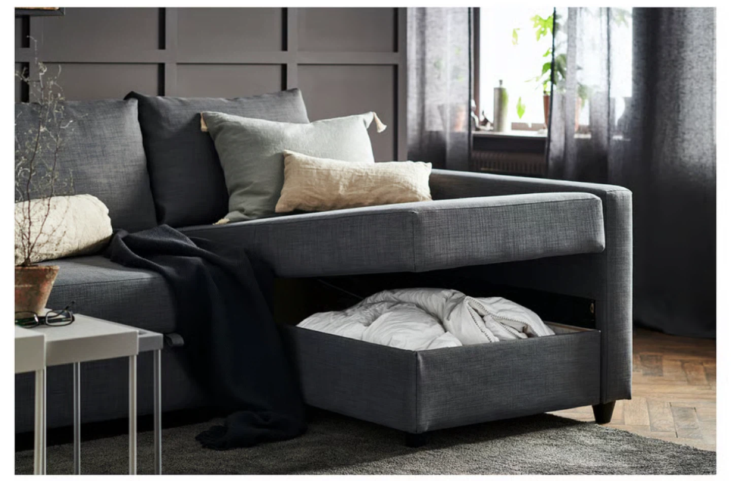 IKEA Sectional Sofa bed with Storage (Friheten)- Grey - photo 5