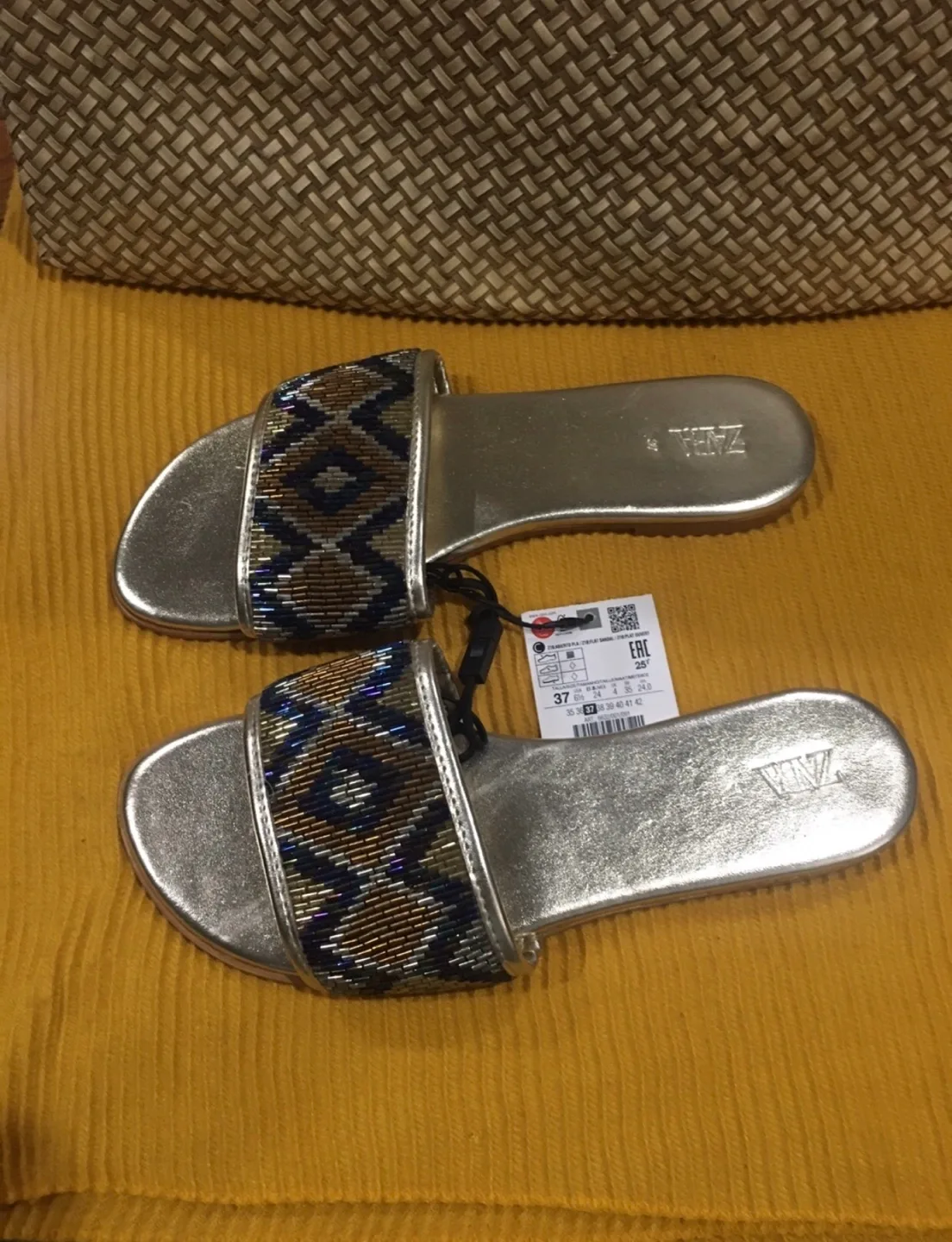Zara Beaded Slide Sandals - Size 7 thumbnail