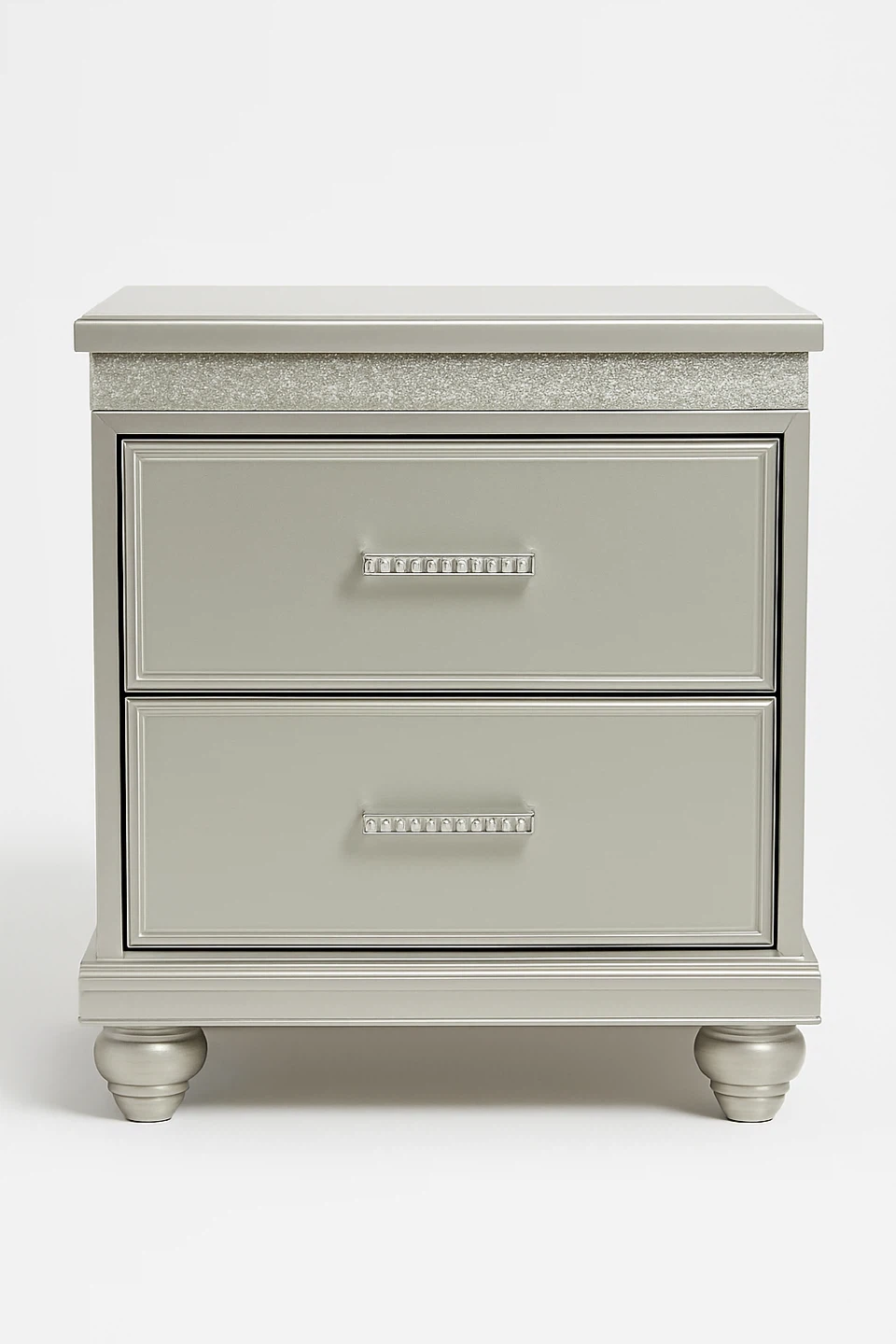 Silver Nightstand with Crystal Accents