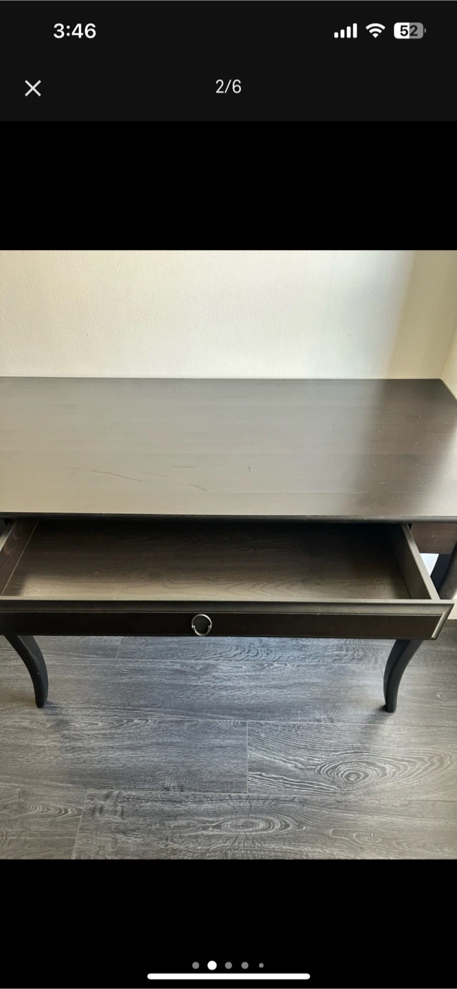 IKEA Dark Brown Desk with Drawer - photo 2