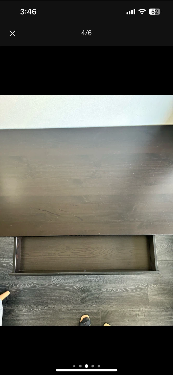 IKEA Dark Brown Desk with Drawer - photo 4