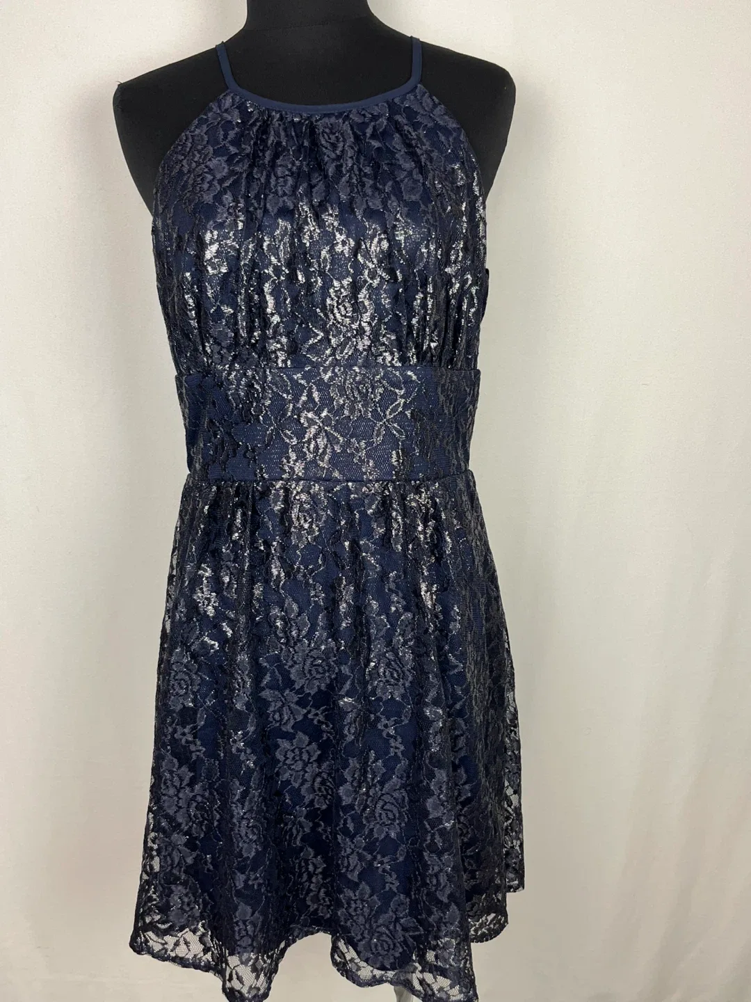 B. Smart Navy Blue Lace Dress - Size 9/10 thumbnail