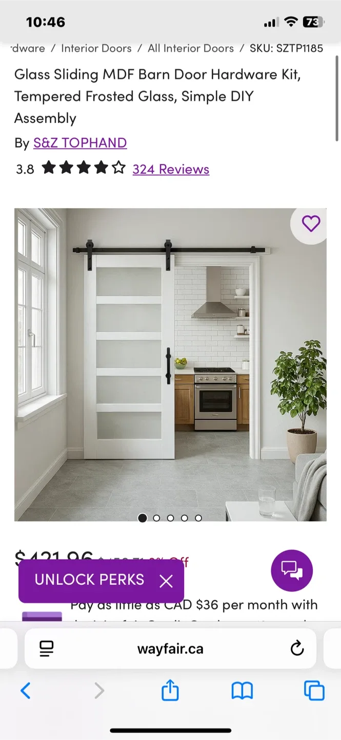 S&Z TOPHAND Glass Sliding Barn Door Hardware Kit image indicator(2)