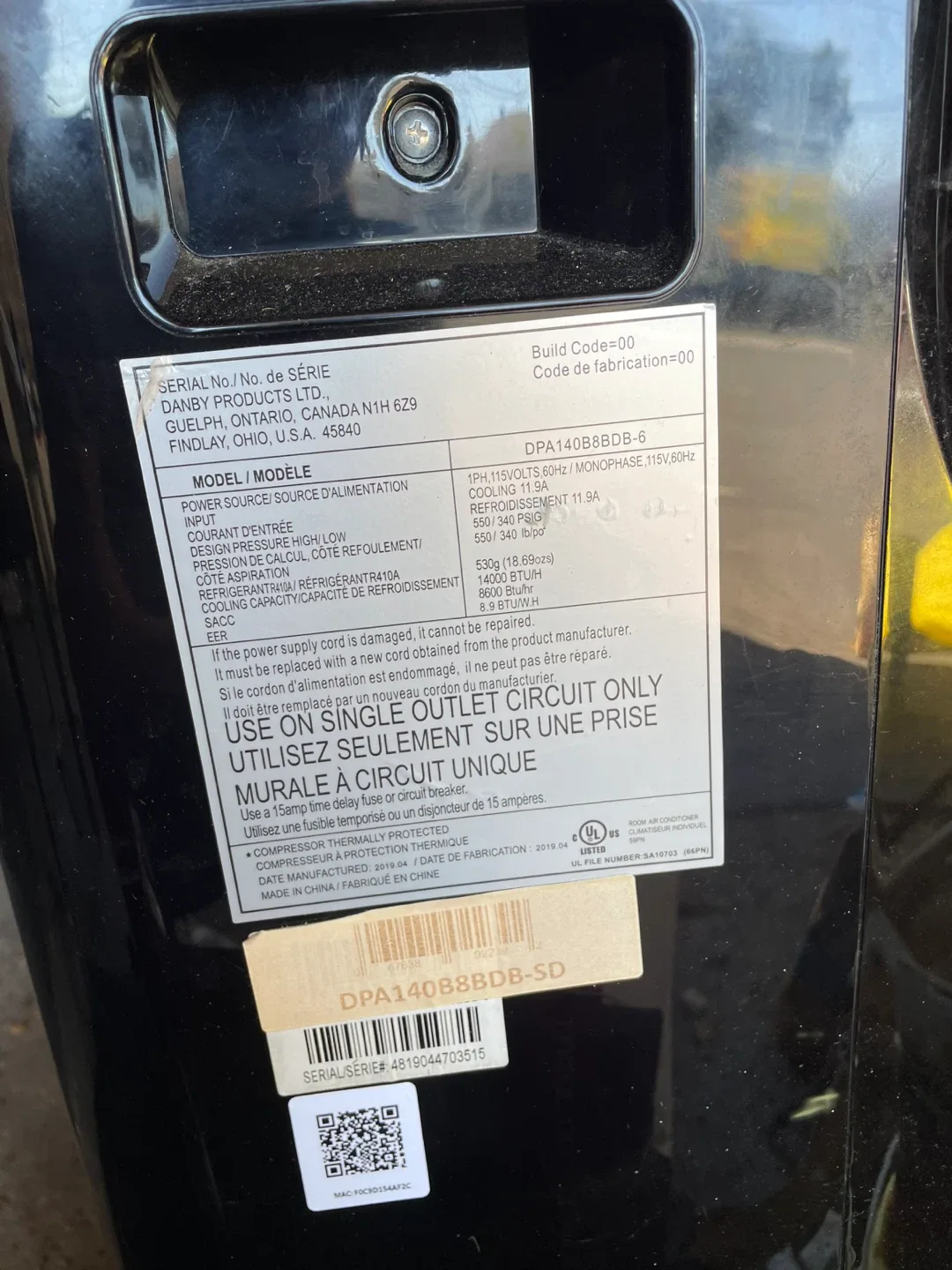 Danby DPA140B8BDB Portable Air Conditioner image indicator(4)