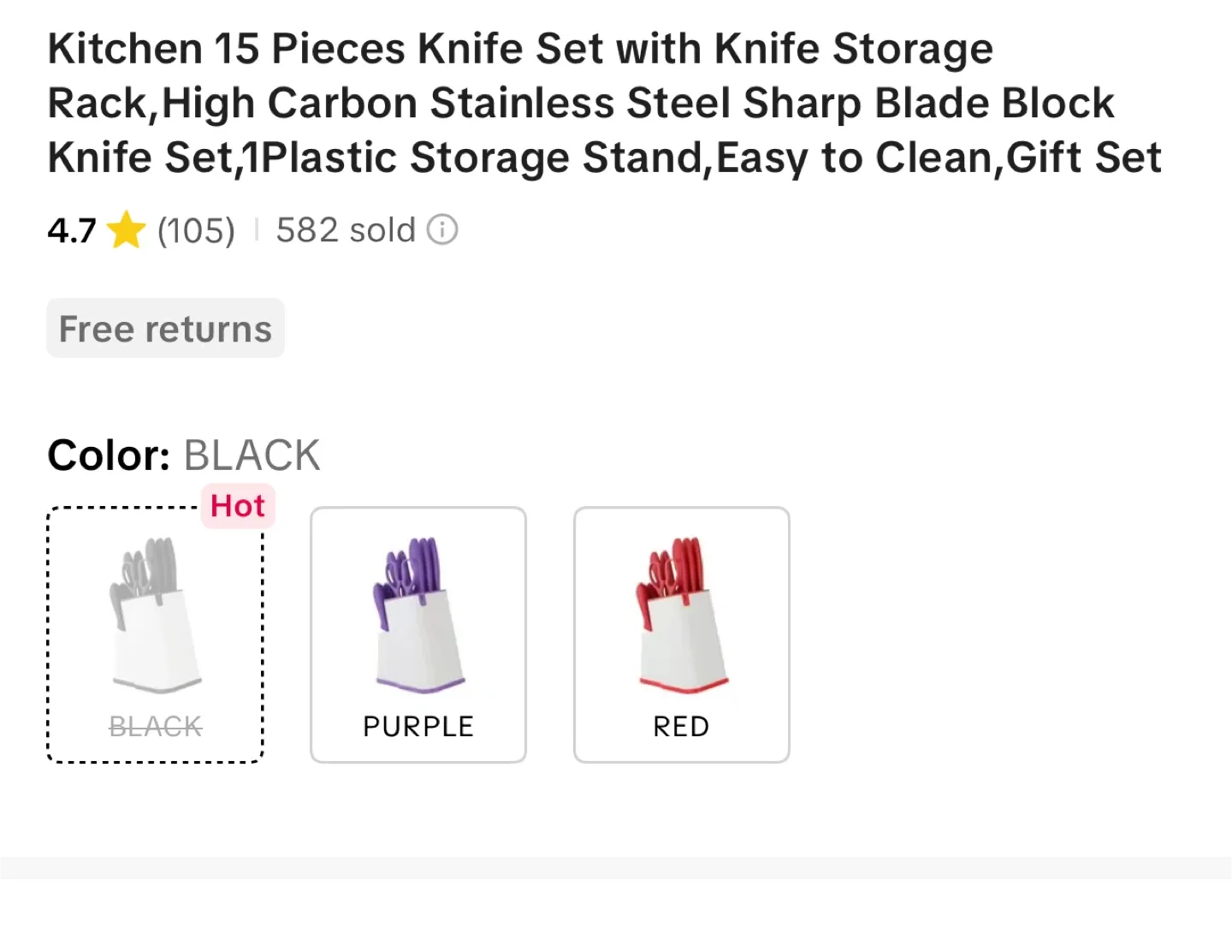 Kitchen 15-Piece Knife Set with Block - Black image indicator(2)