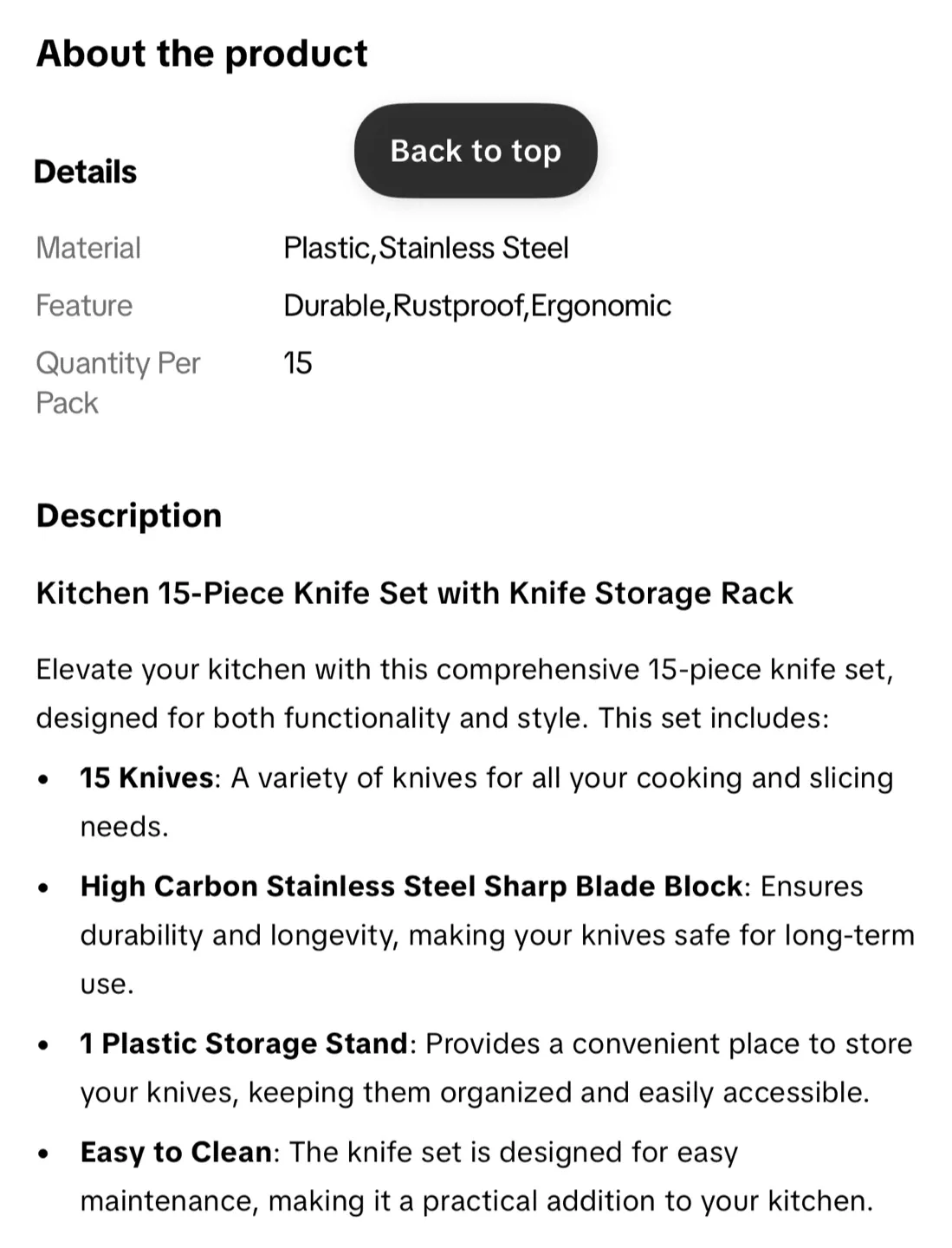 Kitchen 15-Piece Knife Set with Block - Black image indicator(6)