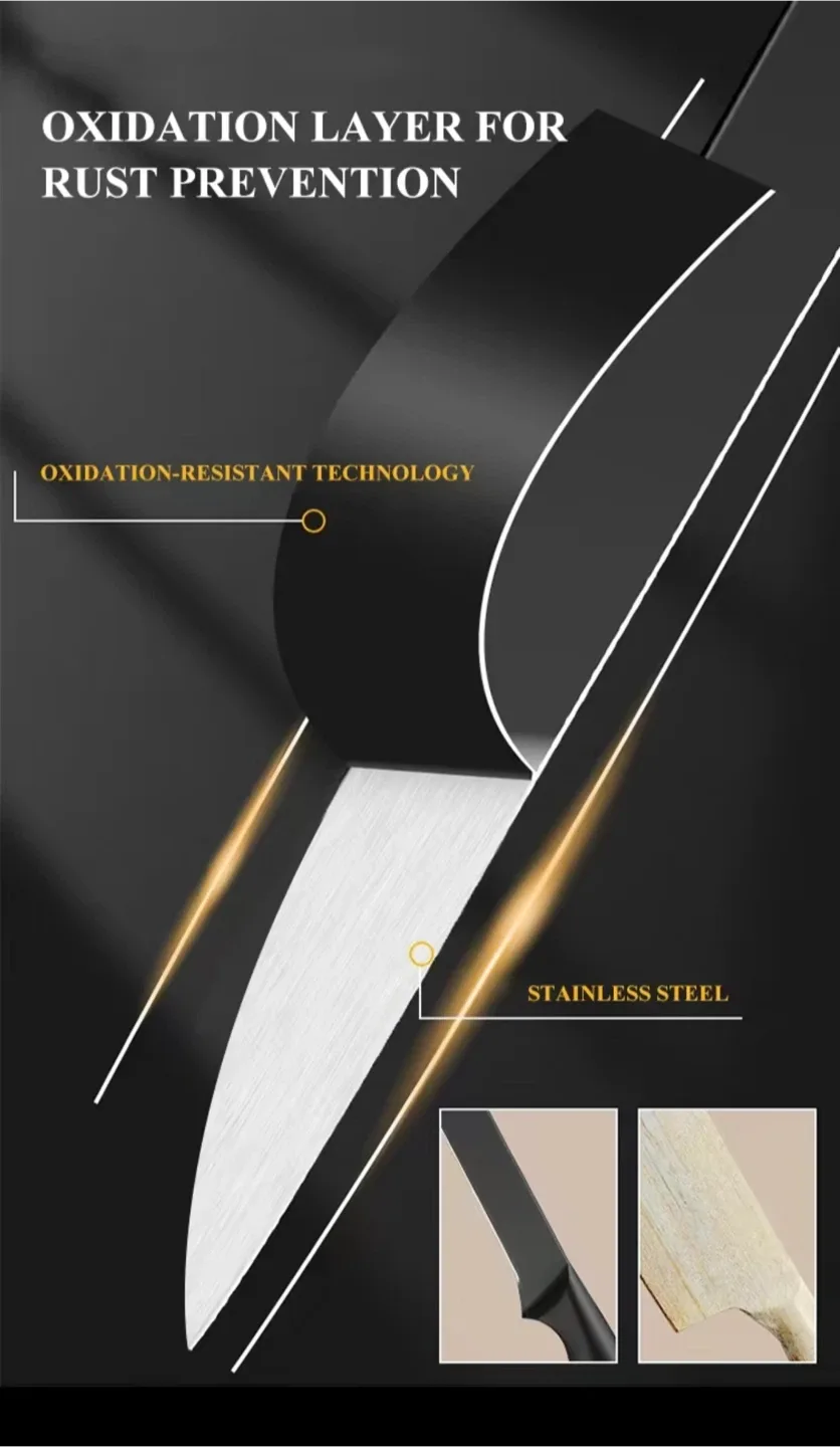 Kitchen 15-Piece Knife Set with Block - Black image indicator(8)