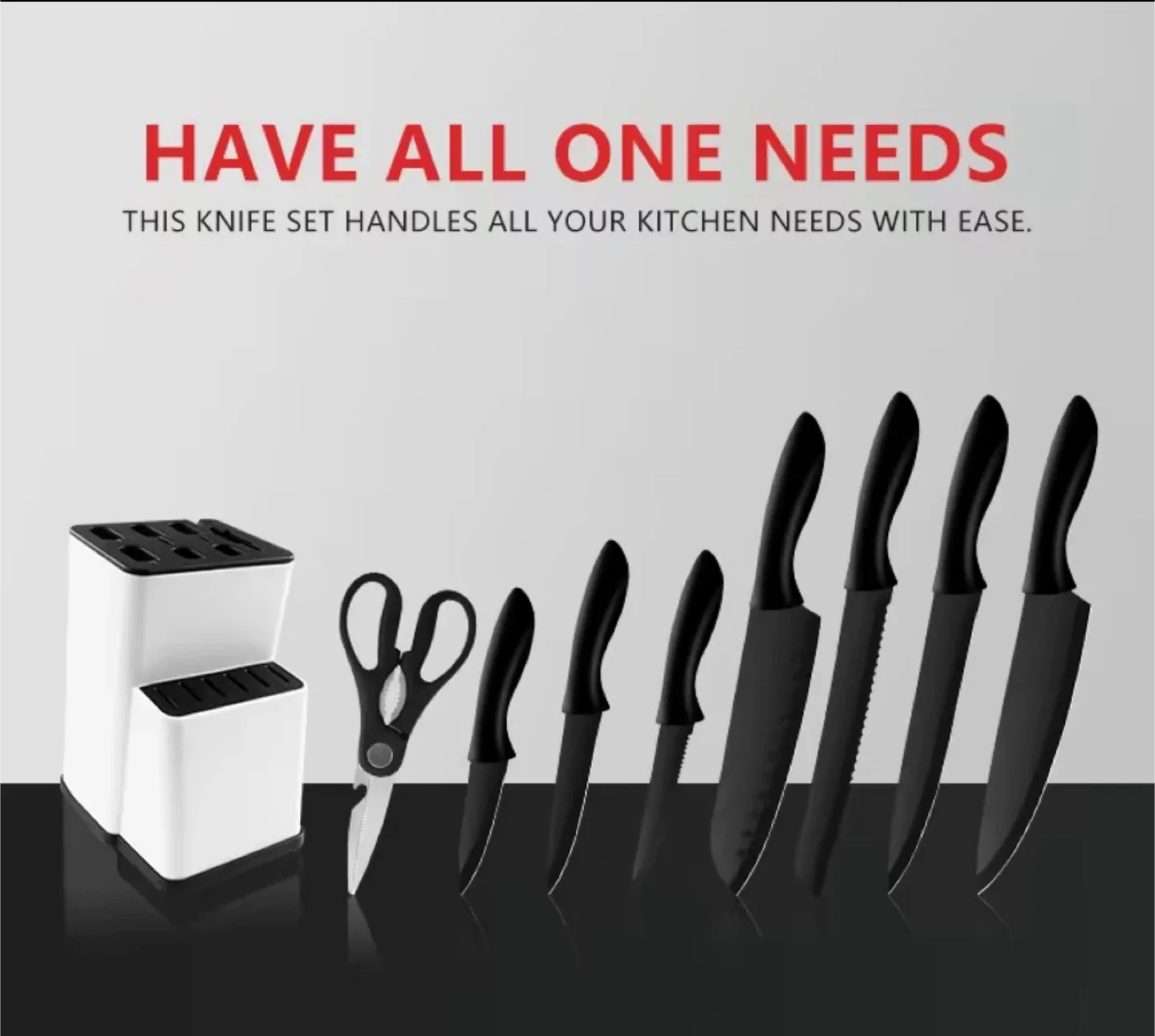 Kitchen 15-Piece Knife Set with Block - Black image indicator(7)