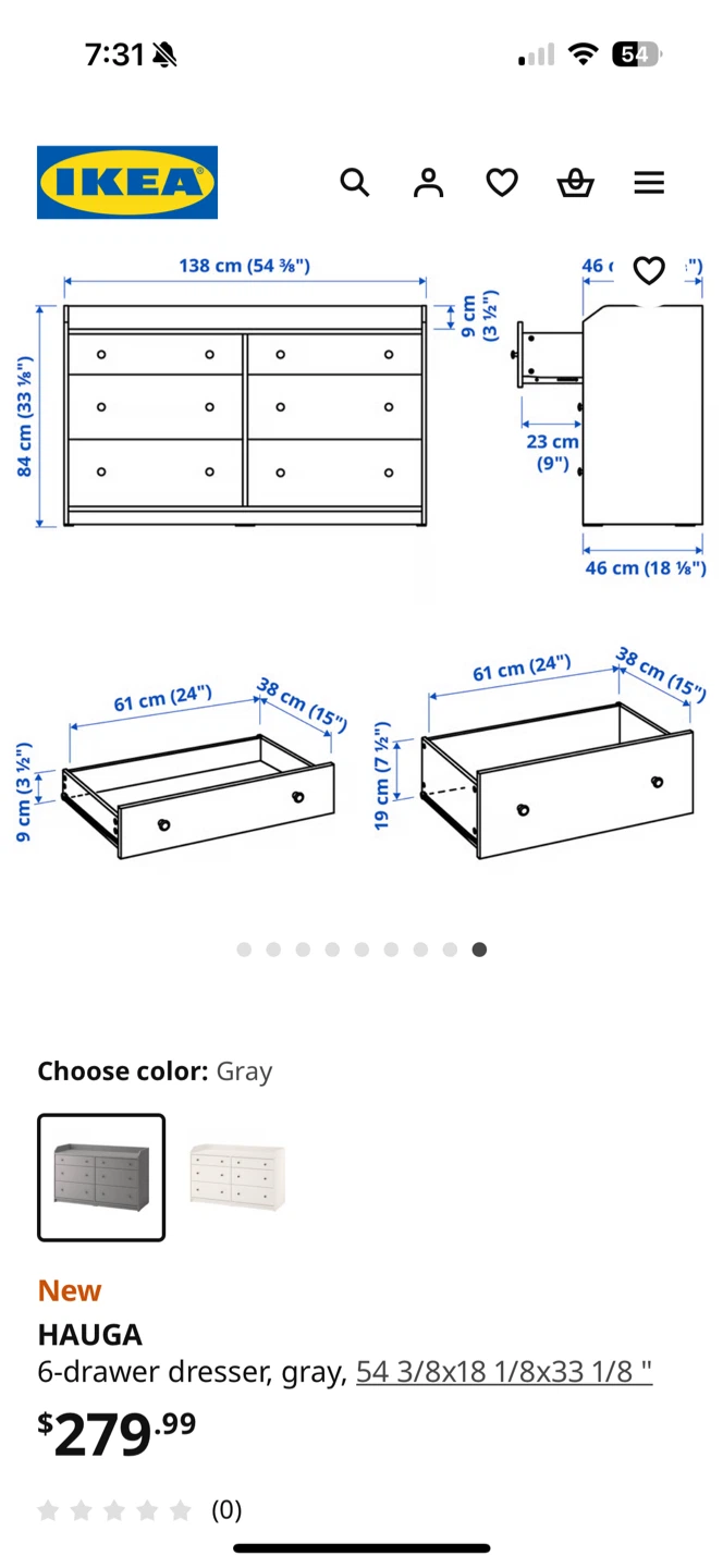 IKEA Hauga Gray 6-Drawer Dresser - photo 2