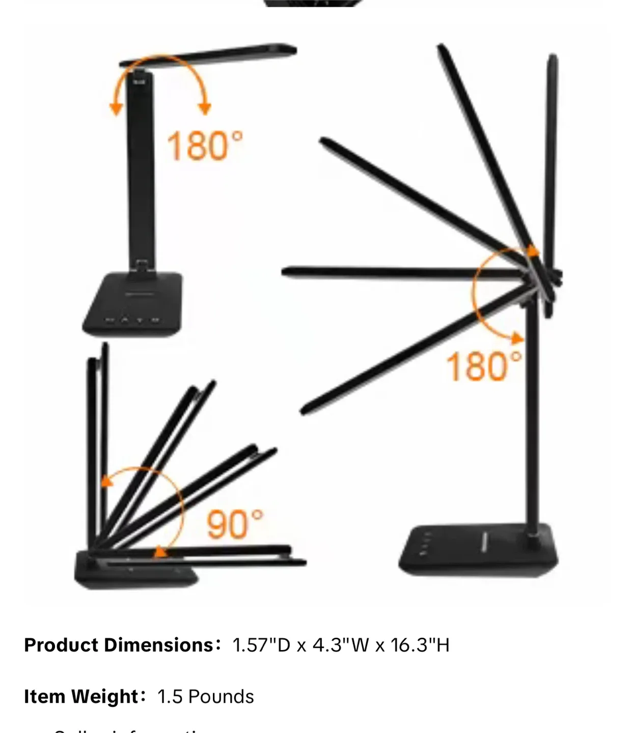 AhmyLion LED Desk Lamp with Wireless Charger - Black image indicator(9)