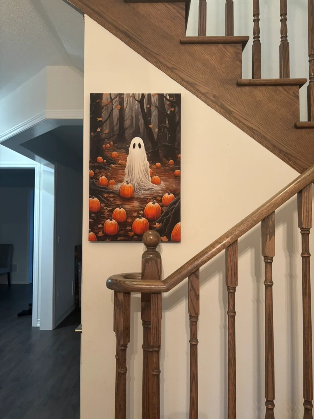 Pumpkin Patch Ghost Canvas Wall Art-Ready To Hang thumbnail