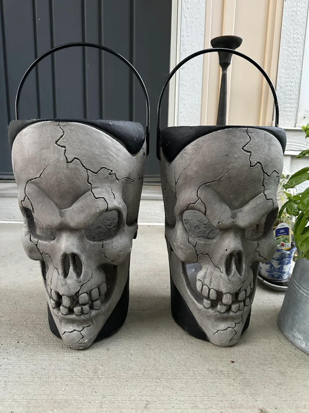 Skull Bucket Planter - Halloween Decor thumbnail