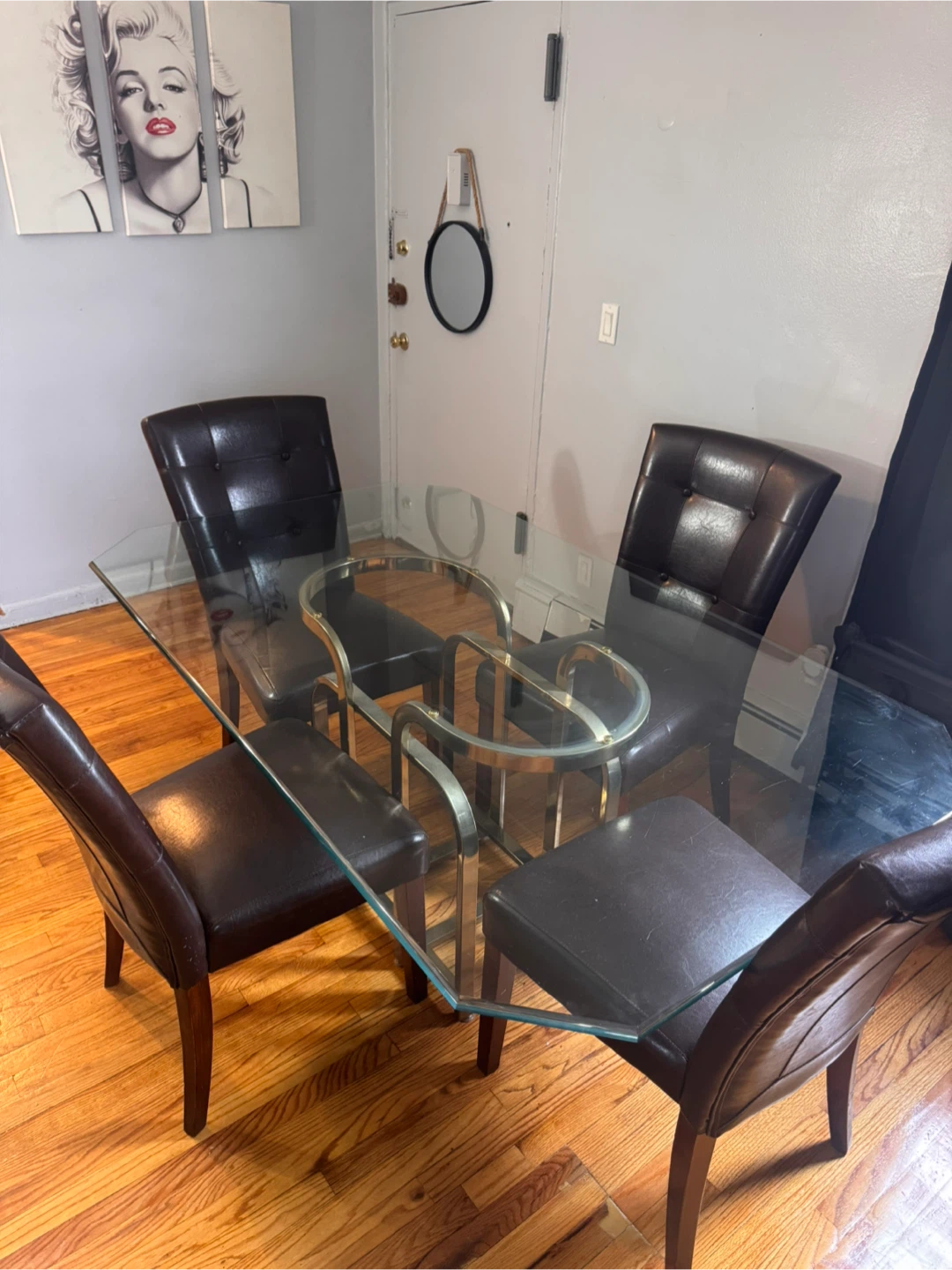 Glass Top Dining Table with 4 Chairs