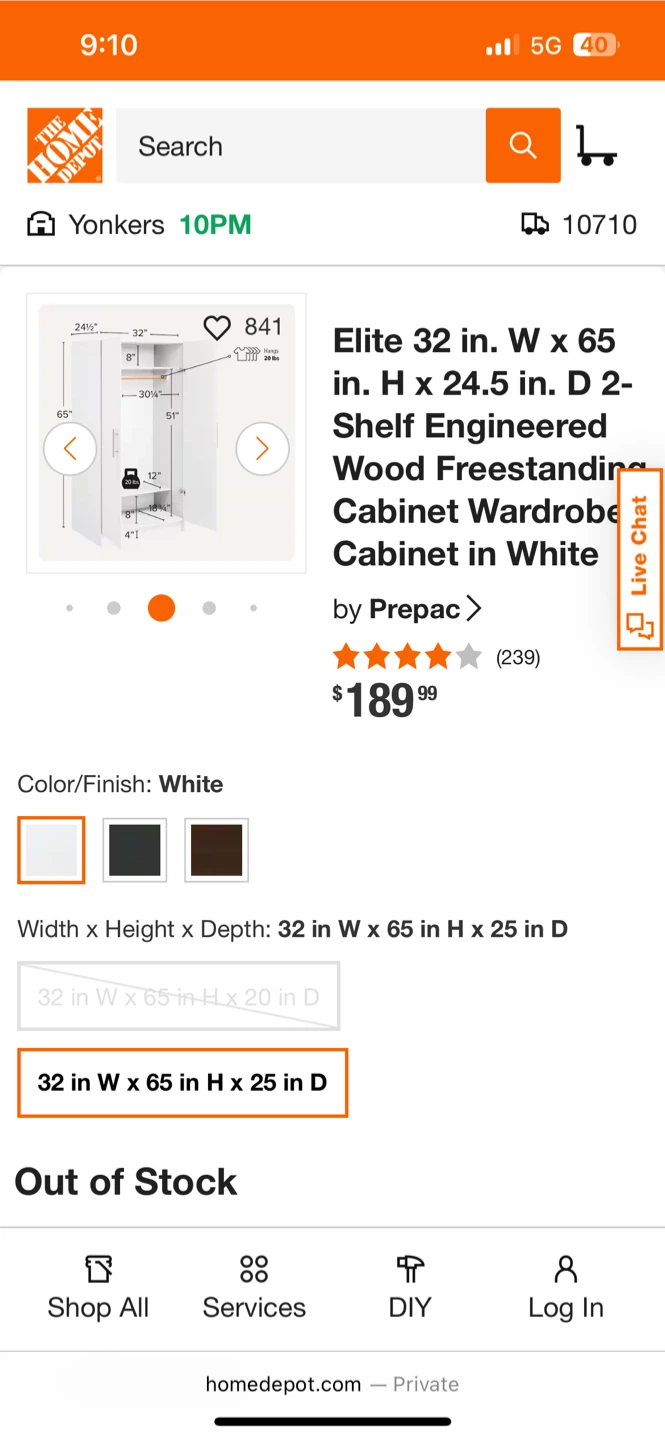 Prepac Elite White Wardrobe Cabinet - photo 4