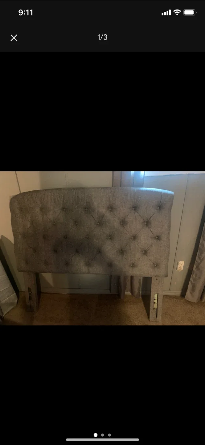 Queen/Full Grey Tufted Headboard thumbnail